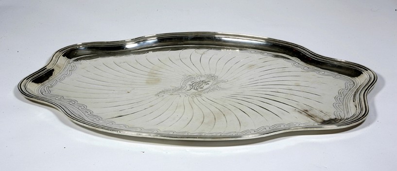 Goldsmith A. AUCOC - Sterling silver oval tray 19th century