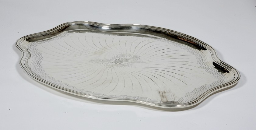 Goldsmith A. AUCOC - Sterling silver oval tray 19th century