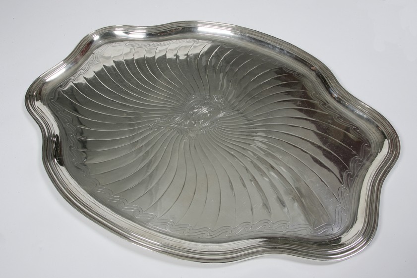 Goldsmith A. AUCOC - Sterling silver oval tray 19th century