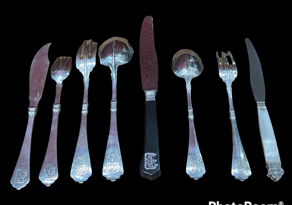 Cardeilhac - 132-piece solid silver cutlery set, "Minerva" hallmark, late 19th century