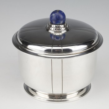 Jean Elisée PUIFORCAT - Covered pot in silver and Lapis Lazuli Art Deco