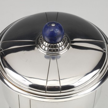 Jean Elisée PUIFORCAT - Covered pot in silver and Lapis Lazuli Art Deco