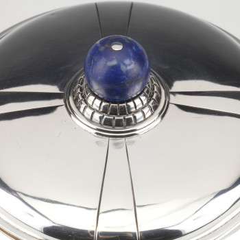 Jean Elisée PUIFORCAT - Covered pot in silver and Lapis Lazuli Art Deco