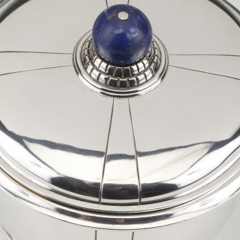 Jean Elisée PUIFORCAT - Covered pot in silver and Lapis Lazuli Art Deco