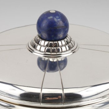 Jean Elisée PUIFORCAT - Covered pot in silver and Lapis Lazuli Art Deco