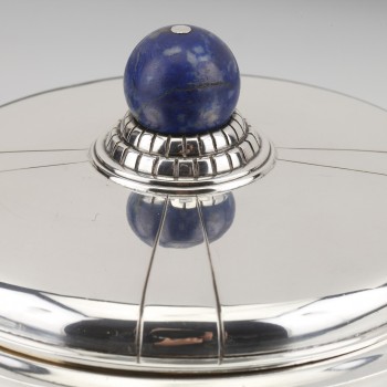 Jean Elisée PUIFORCAT - Covered pot in silver and Lapis Lazuli Art Deco