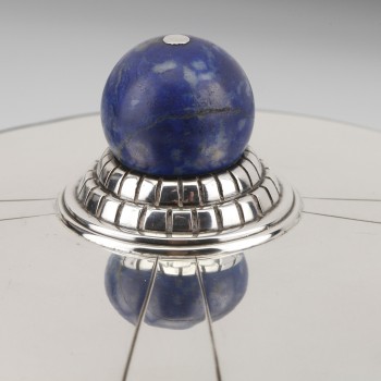 Jean Elisée PUIFORCAT - Covered pot in silver and Lapis Lazuli Art Deco