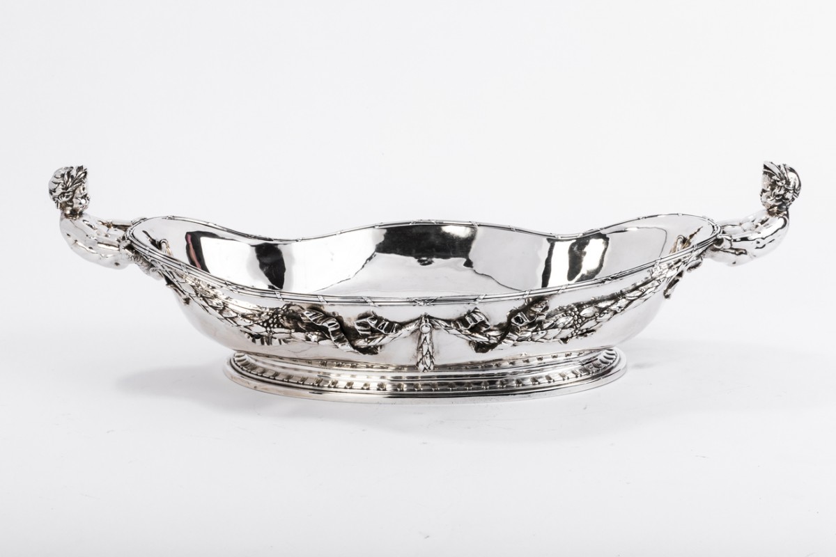 JARDINIÈRE OVALE EN ARGENT PAR EMILE FROMENT-MEURICE, PARIS, VERS 1880