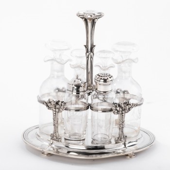 Silversmith ODIOT - Cruet / Vinegar in solid silver/crystal late 19th century