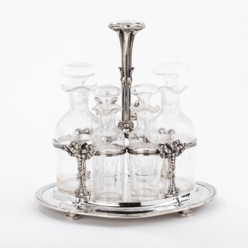 Silversmith ODIOT - Cruet / Vinegar in solid silver/crystal late 19th century