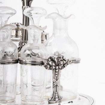 Silversmith ODIOT - Cruet / Vinegar in solid silver/crystal late 19th century