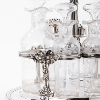 Silversmith ODIOT - Cruet / Vinegar in solid silver/crystal late 19th century