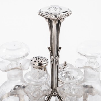 Silversmith ODIOT - Cruet / Vinegar in solid silver/crystal late 19th century