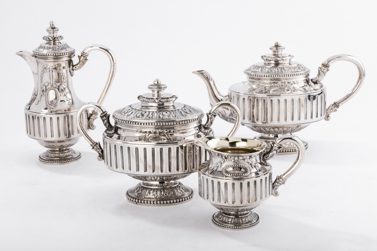 Gustave Odiot - Service thé café 4 pièces en argent XIXe siècle