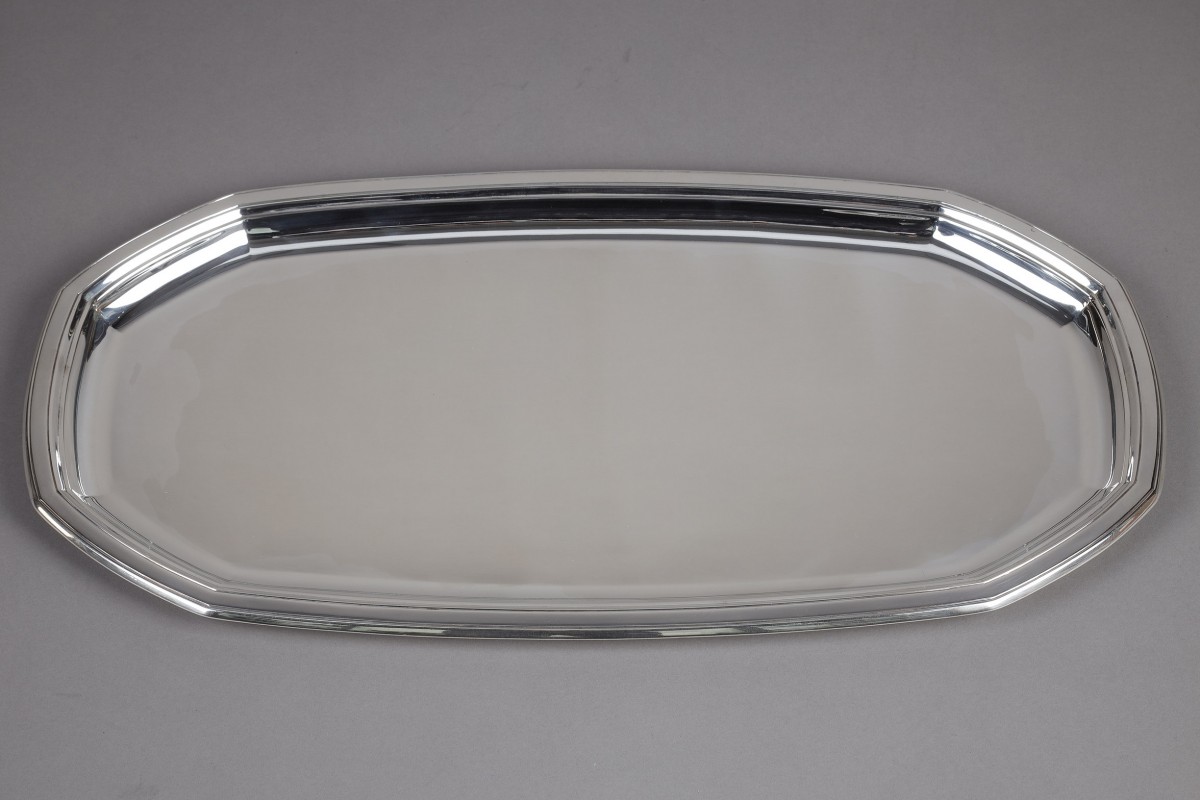 Jean E. Puiforcat - Large Art Deco solid silver presentation dish