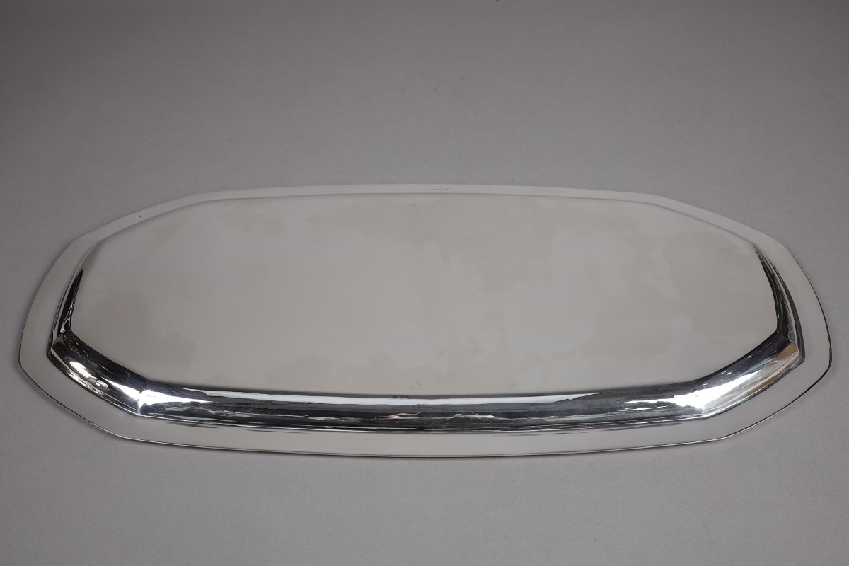 Jean E. Puiforcat - Large Art Deco solid silver presentation dish