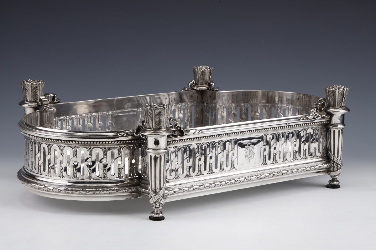 A. AUCOC - Large solid silver PLANTER NAPOLEON III period