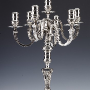 MARRET Frères - Important Pair of 19th Century Sterling Silver Candelabra