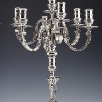 MARRET Frères - Important Pair of 19th Century Sterling Silver Candelabra