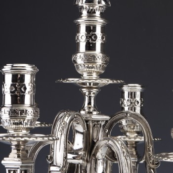 MARRET Frères - Important Pair of 19th Century Sterling Silver Candelabra