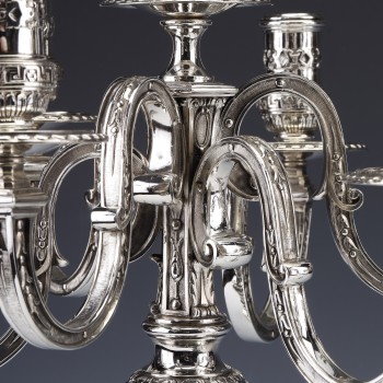 MARRET Frères - Important Pair of 19th Century Sterling Silver Candelabra