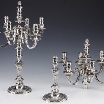 MARRET Frères - Important Pair of 19th Century Sterling Silver Candelabra