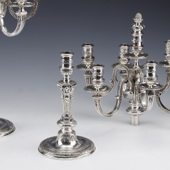 MARRET Frères - Important Pair of 19th Century Sterling Silver Candelabra