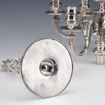 MARRET Frères - Important Pair of 19th Century Sterling Silver Candelabra