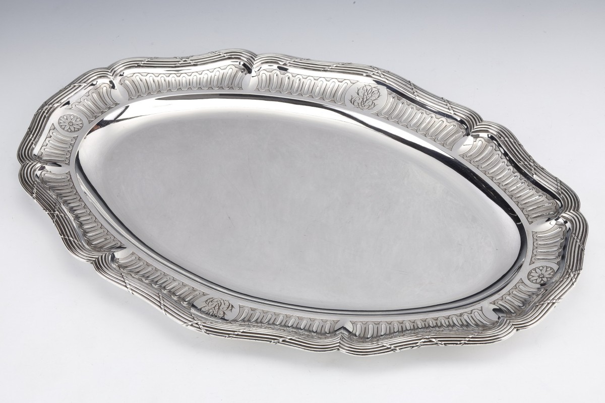 Boin Taburet - Large Oval Presentation Dish in Sterling Silver XIXth