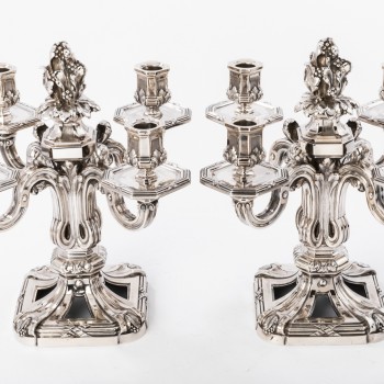 ED. TETARD - Pair of candelabras bottom solid silver vintage ART DECO,