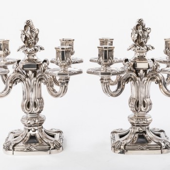 ED. TETARD - Pair of candelabras bottom solid silver vintage ART DECO,