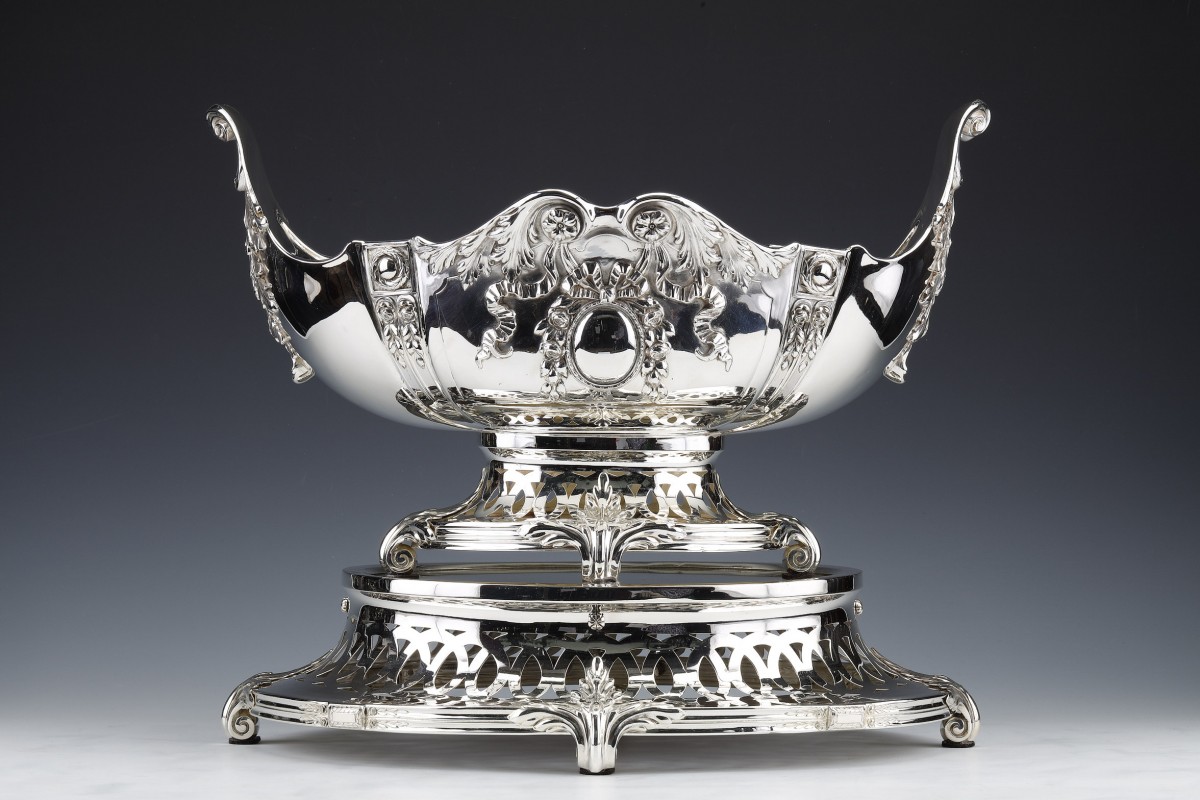 Solid silver centerpiece on its frame Germany late 19th century