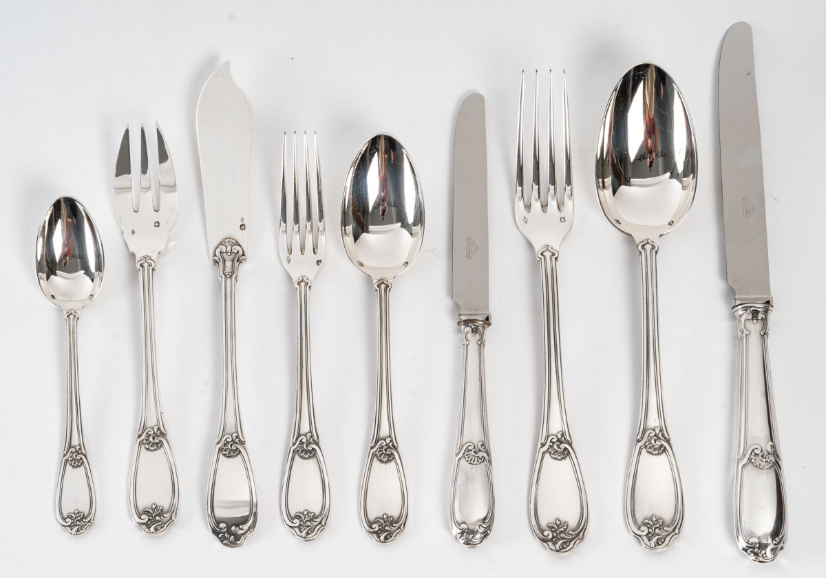 Silversmith HENIN - 120-piece solid silver cutlery set - Minerva