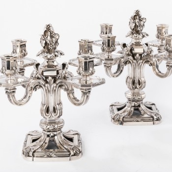 ED. TETARD - Pair of candelabras bottom solid silver vintage ART DECO,