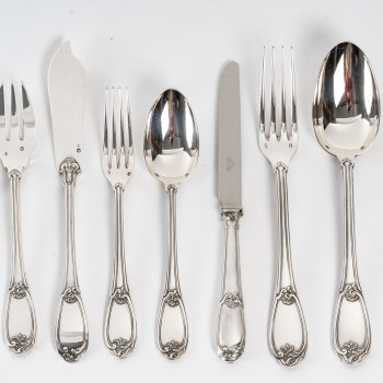 Silversmith HENIN - 120-piece solid silver cutlery set - Minerva