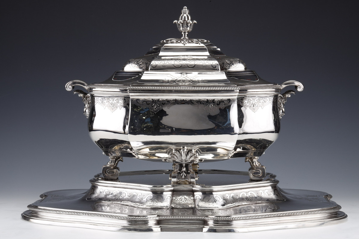 A. AUCOC - Important Table Centerpiece in Sterling Silver Late 19th Century