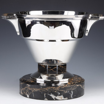 RAVINET D'ENFERT - Silver wine cooler on Portor marble circa 1930