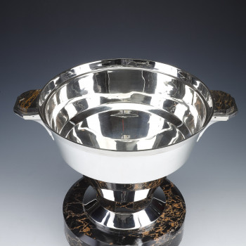 RAVINET D'ENFERT - Silver wine cooler on Portor marble circa 1930