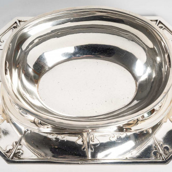 Cardeilhac - Sauce boat on its silver tray Model MASCARONSXIXth