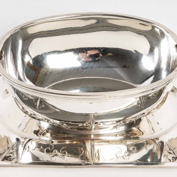 Cardeilhac - Sauce boat on its silver tray Model MASCARONSXIXth