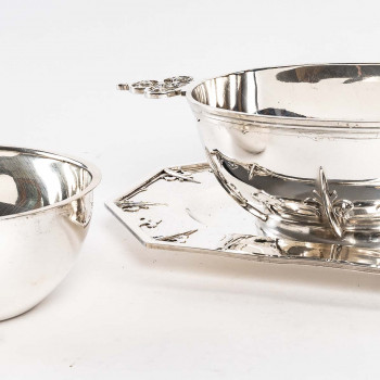 Cardeilhac - Sauce boat on its silver tray Model MASCARONSXIXth