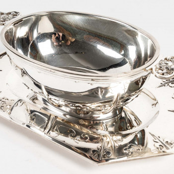 Cardeilhac - Sauce boat on its silver tray Model MASCARONSXIXth