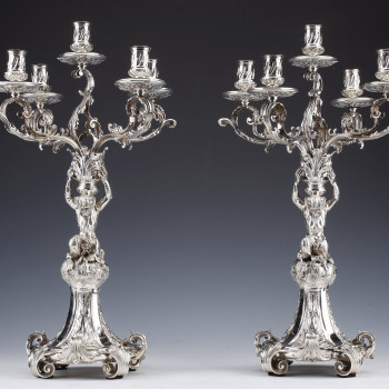 MERITE - Pair of 19th century sterling silver candelabra