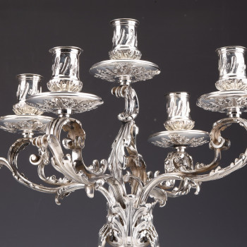 MERITE - Pair of 19th century sterling silver candelabra