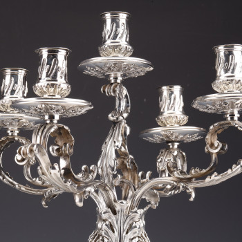 MERITE - Pair of 19th century sterling silver candelabra