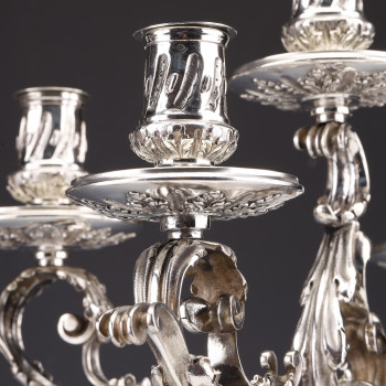 MERITE - Pair of 19th century sterling silver candelabra