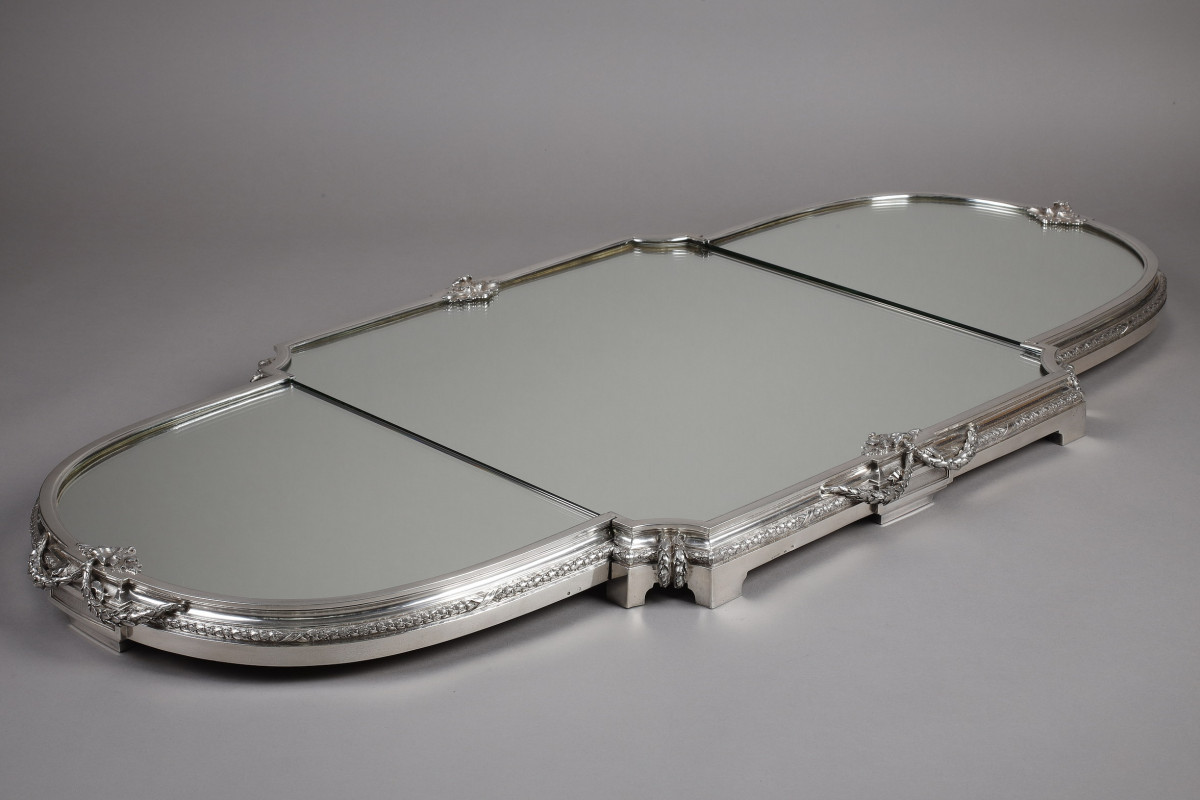 A. AUCOC - 3-part  centerpiece in sterling silver, 19th century