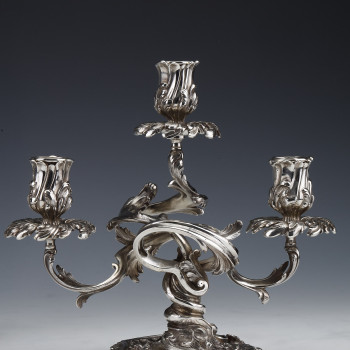 CARDEILHAC - Pair of low candelabras in sterling silver 19th century