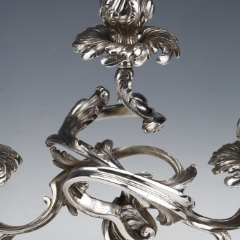 CARDEILHAC - Pair of low candelabras in sterling silver 19th century