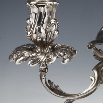 CARDEILHAC - Pair of low candelabras in sterling silver 19th century